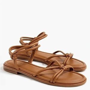 New J. Crew Knotted Tubular Ankle Strap Sandals Show Sz‎ 9.5 Brown BY455 Preppy